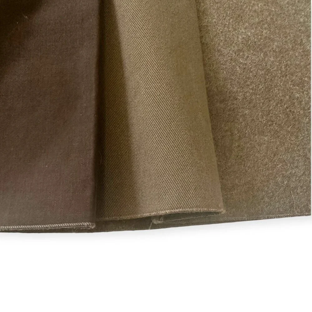 Prada Brown Virgin Wool Pleated Skirt with Cotton Panels
